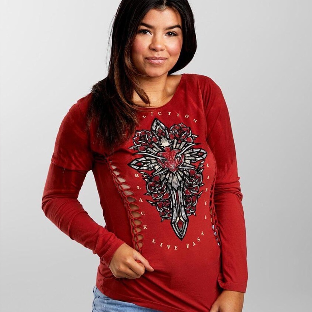 Affliction Women's Red Long Sleeve Top